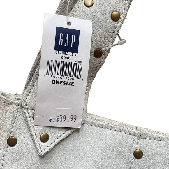 NEW Y2K Gap Leather Cream Suede Studded Hobo Shoulder Bag - Picture 3 of 7